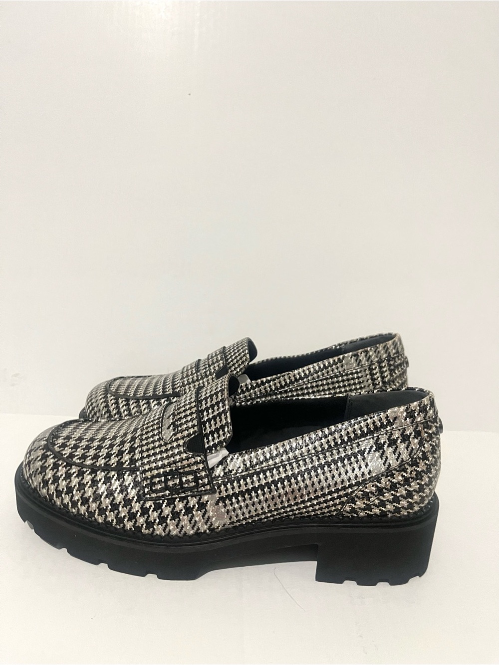 Vionic Women's Houndstooth Slip-On Loafers in Black and White - Picture 3 of 8